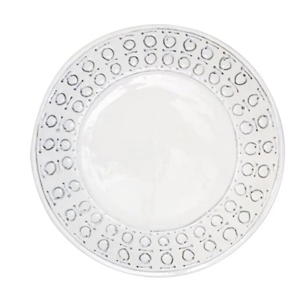 Vietri Forte Multi Dot Salad Plate White Set of 4